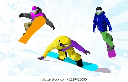 Snowboarders Vector Composition