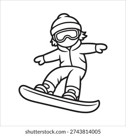 Snowboarding in Action A dynamic illustration depicts a snowboarder carving down a snowy slope, embodying the essence of winter sports and adventure.
