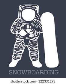 Snowboarding astronaut, vector art