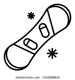 Snowboarding board icon. Outline snowboarding board vector icon for web design isolated on white background