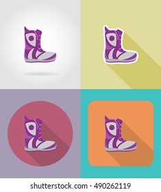 snowboarding boots flat icons vector illustration isolated on background