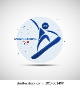 Snowboarding championship banner. Winter sports icon. Abstract sportsman silhouette. Vector illustration of freestyle snowboard rider for your design