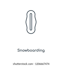Snowboarding concept line icon. Linear Snowboarding concept outline symbol design. This simple element illustration can be used for web and mobile UI/UX.