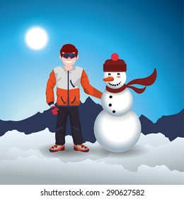 Snowboarding design over blue background, vector illustration