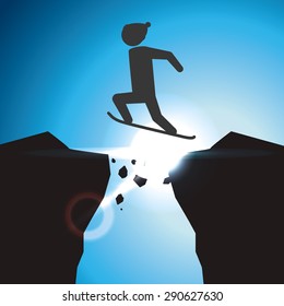 Snowboarding design over blue background, vector illustration