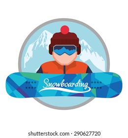 Snowboarding design over white background, vector illustration