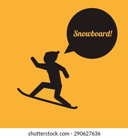 Snowboarding design over yellow background, vector illustration