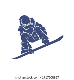 Ilustración vectorial de diseño Snowboarding, plantilla de conceptos de diseño de logotipo Creative Snowboarding, símbolo de icono