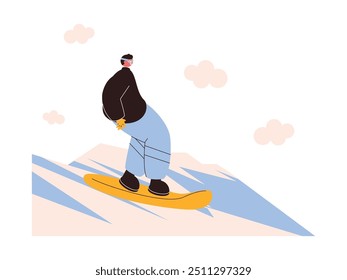 Snowboarding during winter, extreme sports vector illustration.