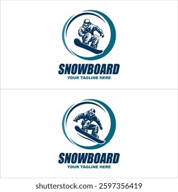 Snowboarding emblem Illustration on blue background