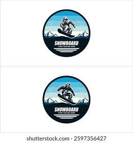 Snowboarding emblem Illustration on blue background