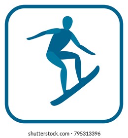 Snowboarding emblem. Two color icon of the athlete.One of the pictogram from winter sports icons set. Vector illustration EPS-8.