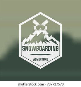 snowboarding emblems, labels and designed elements. Extreme theme, winter games, outdoors adventure