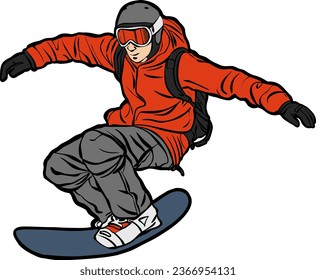 snowboarding extreme player playing downhill 