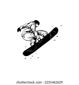 silueta del logo deportivo extremo de snowboard 