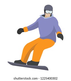 Snowboarding flat icon, winter sports 
