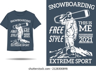 Snowboarding freestyle extreme sport silhouette t shirt design