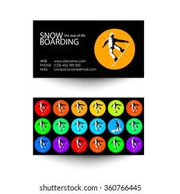 Snowboarding freestyle. Snowboarding logo template. Business card design idea.