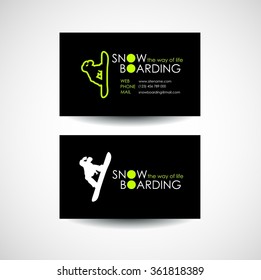Snowboarding freestyle. Snowboarding logo template. Business card design idea.