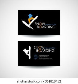 Snowboarding freestyle. Snowboarding logo template. Business card design idea.