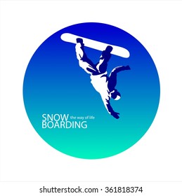  Snowboarding freestyle. Snowboarding logo template. Winter sport activity