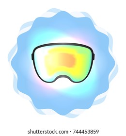 Snowboarding glasses icon on an abstract background.Vector illustration.