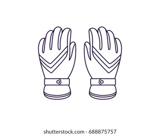 Snowboarding gloves. Sporty winter snowboarding or skiing gloves silhouette icon isolated on white background. Sportswear for hand vector illustration
