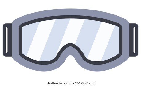 Snowboarding goggles flat icon isolated on white background.