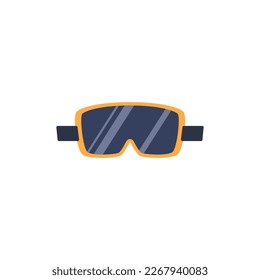 Snowboarding goggles flat style, vector illustration isolated on white background. Winter sport equipment, design element, special mask for outdoor activities