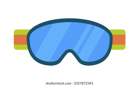 Snowboarding goggles. Winter sport equipment, eyes protection glasses vector cartoon illustration