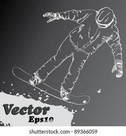 Snowboarding hand drawn