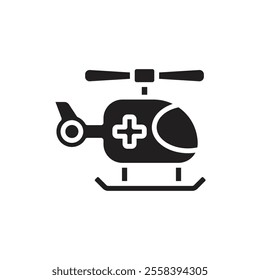 Snowboarding Helicopter Filled Icon Vector Illustration