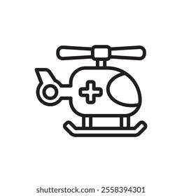 Snowboarding Helicopter Outline Icon Vector Illustration