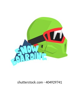 Snowboarding Helmet With Logo Flat Isolated Simple Design Vector Illustration on White Background
