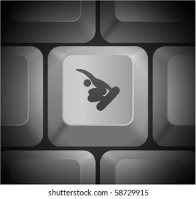 Snowboarding Icon on Computer Keyboard Original Illustration