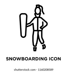 Snowboarding icon vector isolated on white background, Snowboarding transparent sign , linear symbol and stroke design elements in outline style