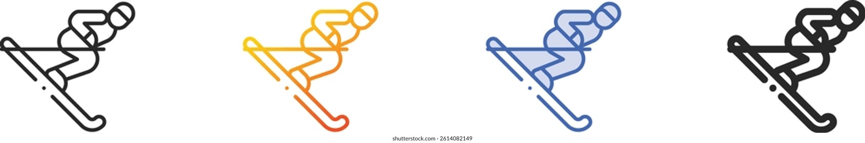 snowboarding icon.Thin Linear, Gradient, Blue Stroke and bold Style Design Isolated On White Background