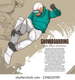 snowboarding illustration. sports background design.