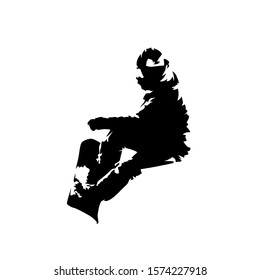 Snowboarding, Ink Drawing Vector Snowboarder, Isolated Silhouette