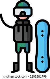 snowboarding isolated design element stock illustration. Vector on a white background