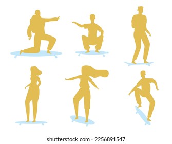 Snowboarding isolated vector Silhouettes on white background 