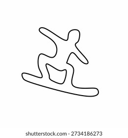 Linha de snowboard estilo de arte design vetorial isolado no fundo branco