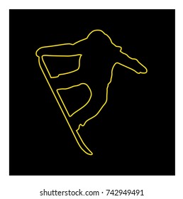 snowboarding line icon vector