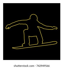 snowboarding line icon vector