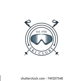 Snowboarding logo design and label template
