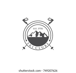 Snowboarding logo design and label template
