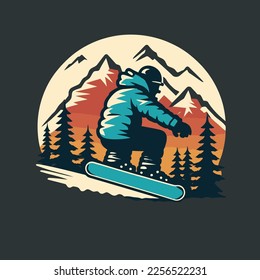 Snowboarding logo design vector illustration, Creative Snowboarding logo design concepts template, icon symbol