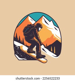 Snowboarding logo design vector illustration, Creative Snowboarding logo design concepts template, icon symbol