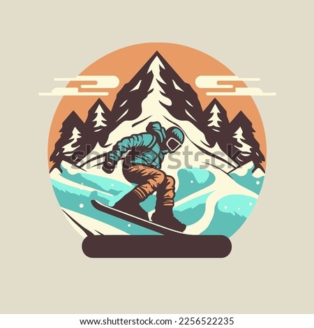 Snowboarding logo design vector illustration, Creative Snowboarding logo design concepts template, icon symbol