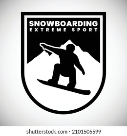 Snowboarding logo emblem design vector illustration, Winter sport Logo Design Vector Illustration